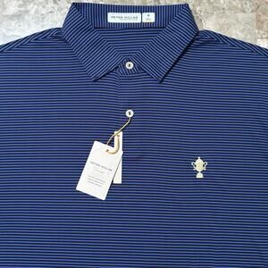 Peter Millar Featherweight Polo Shirt Mens Medium Blue The Honors Course NEW